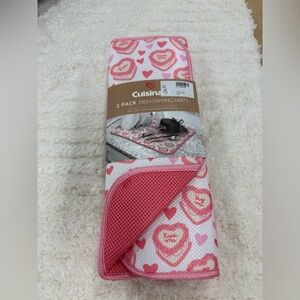 Cuisinart Pink and White Dish Drying Mats 2 Pack Valentine's Day